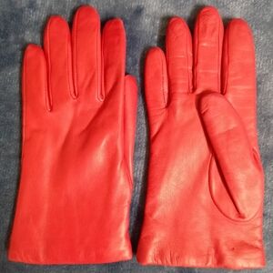 Red Leather Gloves Cashmere Lined Sz 6.5